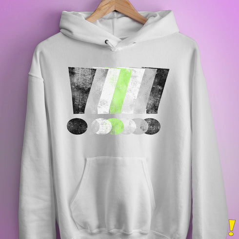 Agender Pride Grunge Exclamation Points Hoodie - White